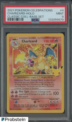 2021 Pokemon Celebrations Classic Base Set #4 Charizard Holo PSA 9 MINT - Image 1