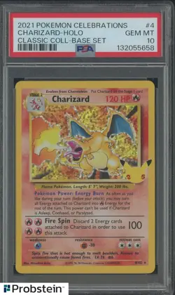 2021 Pokemon Celebrations Classic Base Set #4 Charizard Holo PSA 10 - Image 1