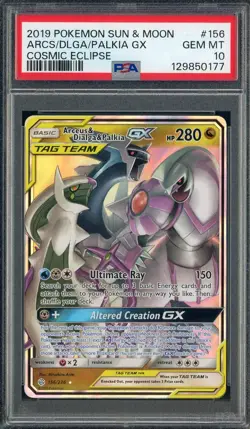 2019 Pokemon S & M Cosmic Eclipse #156 Arceus Dialga & Palkia PSA 10 GEM MINT - Image 1