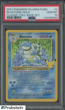 2021 Pokemon Celebrations Classic Coll Base Set #2 Blastoise Holo PSA 10 - Image 1