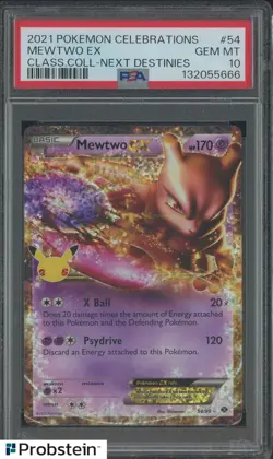2021 Pokemon Celebrations Mewtwo EX Classic Collection Next Destinies #54 PSA 10 - Image 1