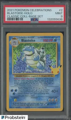 2021 Pokemon Celebrations Classic Coll Base Set #2 Blastoise Holo PSA 9 - Image 1
