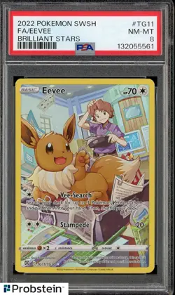 2022 Pokemon SWSH Brilliant Stars #TG11 Eevee FA PSA 8 NM-MT - Image 1