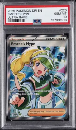2025 POKEMON DRI EN-DESTINED RIVALS ULTRA RARE #220 EMCEE'S HYPE PSA 10 - Image 1