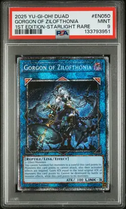 2025 YU-GI-OH! DUAD-DUELIST'S ADVANCE #EN050 GORGON OF ZILOFTHONIA PSA 9 - Image 1