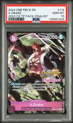 2024 ONE PIECE CHAMPIONSHIP 2023 TOP PLAYERS PACK FINALIST #114 X DRAKE PSA 10 - Image 1