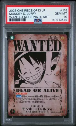 2025 ONE PIECE JPN CARRYING ON HIS WILL WANTED ALT ART MONKEY D. LUFFY PSA 10 - Image 1