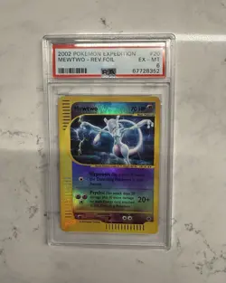 Pokemon TCG Expedition 2002 Mewtwo Reverse Holo Card #20 PSA 6 - Image 1