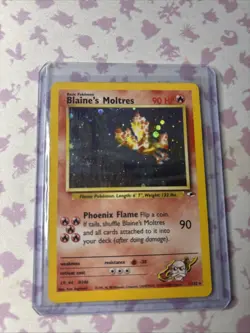 Pokemon Blaine's Moltres Holofoil Holo Rare Gym Heroes Card 001/132 LP Condition - Image 2
