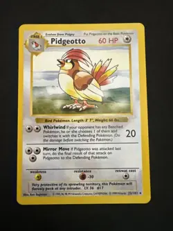 Pokemon Card - Pidgeotto Base Set (Shadowless) 22/102 Rare LP - Image 1