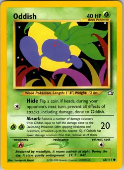 Pokemon TCG Oddish Neo Genesis 68/111 Unlimited Regular Common Card WOTC NM - Image 1
