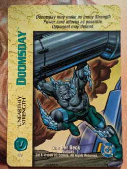 OverPower DC Comics 1996 Doomsday Unearthly Strength Special Card OPD Very Rare - Image 1