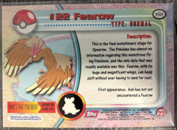 Fearow #22 Topps TV Animation Edition Series 1 Pokemon Card Red Topps Logo HP - Image 2