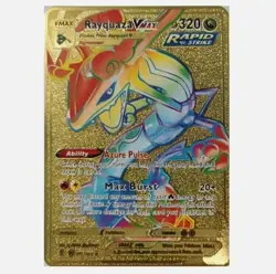 10000point Metal Card TCG Rayquaza VMAX Golden Metal Card by Pokemon for Kids - Image 1