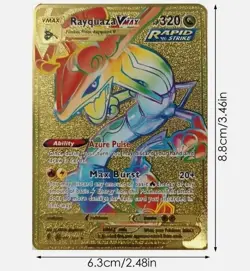 10000point Metal Card TCG Rayquaza VMAX Golden Metal Card by Pokemon for Kids - Image 2