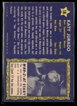 1953 Topps Who-Z-at Stars Katy Jurado EXMT SET Break #18 - Image 2