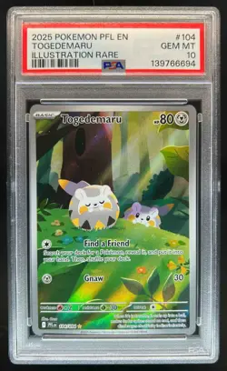 2025 Pokemon Phantasmal Flames Togedemaru Illustration Rare #104/094 PSA 10 - Image 1