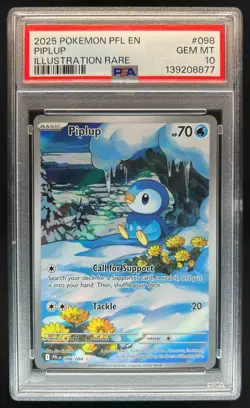 2025 Pokemon Phantasmal Flames Piplup Illustration Rare #098/094 PSA 10 - Image 1