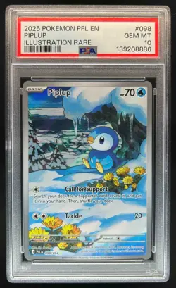 2025 Pokemon Phantasmal Flames Piplup Illustration Rare #098/094 PSA 10 - Image 1