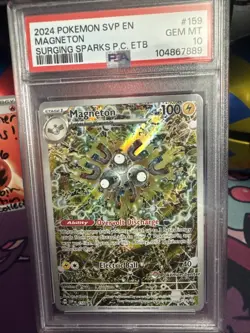 2024 POKEMON SURGING SPARKS POKEMON CENTER ETB PROMO SVP #159 MAGNETON PSA 10 - Image 2