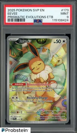 20265 Pokemon SVP EN Prismatic Evolutins ETB #173 Eevee PSA 9 MINT - Image 1