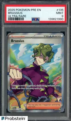 2025 Pokemon PRE EN Ultra Rare #135 Brassius PSA 9 MINT - Image 1