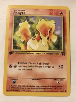Pokemon TCG: Ponyta 64/82 Team Rocket 1st Edition WOTC - NM - Image 1