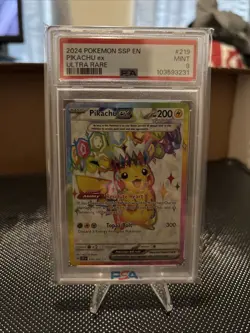 Pikachu EX 2024 Pokemon Surging Sparks EN Ultra Rare #219/191 PSA 9 MINT - Image 1