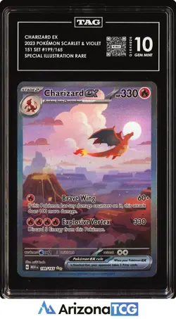 Pokemon 2023 Charizard ex 199/165 SIR Scarlet & Violet 151 GEM MINT TAG 10 - Image 1