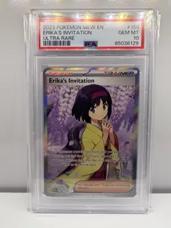 Pokemon TCG Scarlet & Violet Trainer Supporter Erika's Invitation 196/165 PSA 10 - Image 1