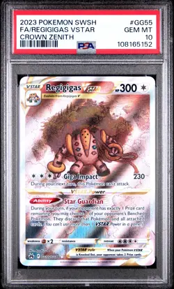 2023 POKEMON SWORD & SHIELD CROWN ZENITH #GG55 FULL ART/REGIGIGAS VSTAR PSA 10 - Image 1