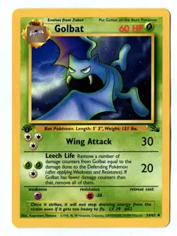 Vintage 1999 First Edition GOLBAT Uncommon Pokemon Card 34/62 (Fossil Set) - Image 1