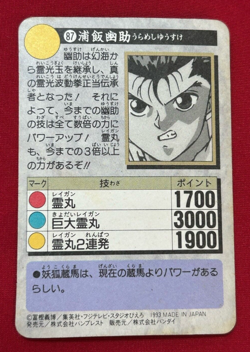 Yu Yu Hakusho Trading card No.087 Yusuke Urameshi Prism BANDAI TCG Japan 1993 - Image 2