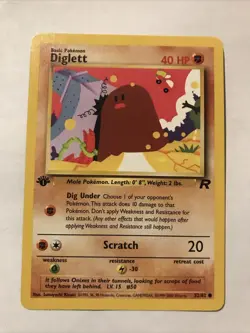 Pokemon TCG Team Rocket 1st Edition Regular Finish Diglett 52/82 Card - Image 1