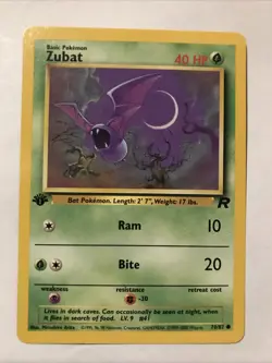 Pokemon TCG Zubat 70/82 Team Rocket Regular 1st Edition Card - Image 1