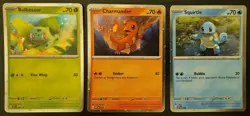 Bulbasaur Charmander Squirtle Pokemon Cards Cosmos Promo Set 046 047 048 NM 151 - Image 1