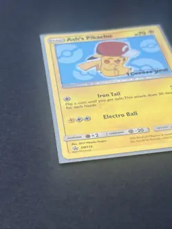 Pokemon TCG Pikachu SM113 Ash's Pokemon TCG Promo Card Mp - Image 2