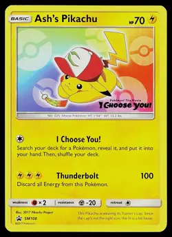 Pokemon Card - Ash's Pikachu Black Star Promo SM108 Promo - Image 1