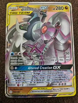 Pokemon TCG Arceus & Dialga & Palkia GX 156/236 Cosmic Eclipse Rare Card - Image 1