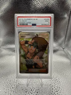 2019 POKEMON SUN & MOON HIDDEN FATES #SV85 FULL ART/HIKER PSA 9 - Image 1