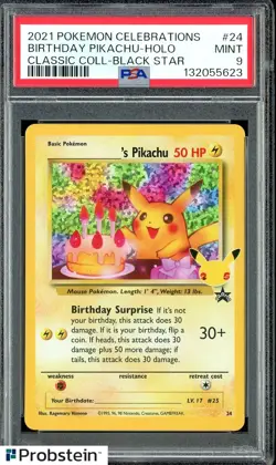 2021 Pokemon Celebrations Classic Black Star #24 Birthday Pikachu Holo PSA 9 - Image 1