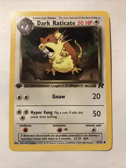 Pokemon TCG Dark Raticate 51/82 Team Rocket 1st Edition Common WOTC - Image 2