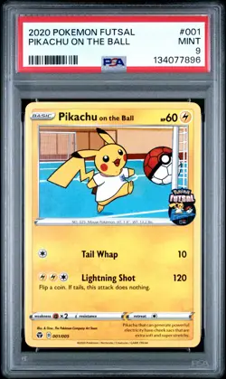 2020 POKEMON FUTSAL #001 PIKACHU ON THE BALL PSA 9 - Image 1