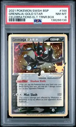 2021 PSA 8 POKEMON CELEBRATIONS ETB PROMO GOLD STAR HOLO GRENJINA 💫 - Image 1