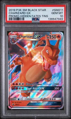 PSA 10 2019 POKEMON SM BLACK STAR PROMO HIDDEN FATES #SM211 CHARIZARD GX 💎🔥 - Image 1