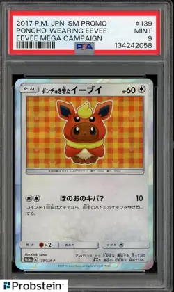 2017 Pokemon Japanese SM Promo Mega Campaign #139 Poncho Wearing Eevee PSA 9 - Image 1