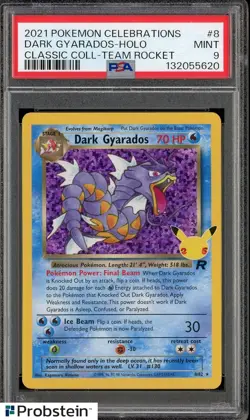 2021 Pokemon Celebrations Classic Coll Team Rocket #8 Dark Gyarados Holo PSA 9 - Image 1