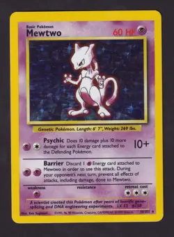 Pokemon TCG Mewtwo Base Set 10/102 Holo 1999-2000 Wizards MP - Image 1