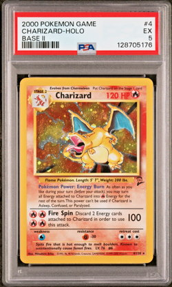 PSA 5 2000 Base Set 2 II Charizard 4/130 Holo Foil Rare WOTC Pokemon - Image 1