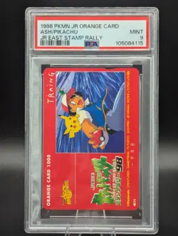 1998 Pokemon JR Orange Card JR East Stamp Rally Ash Pikachu Psa 9 - Rare - POP 2 - Image 1